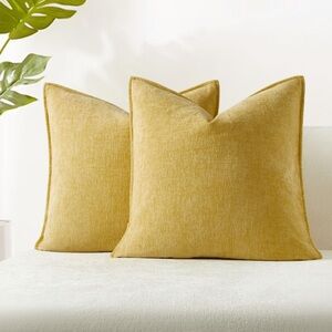 Yellow CHENILLE Throw Pillow Covers Small 18x18” (2pack)